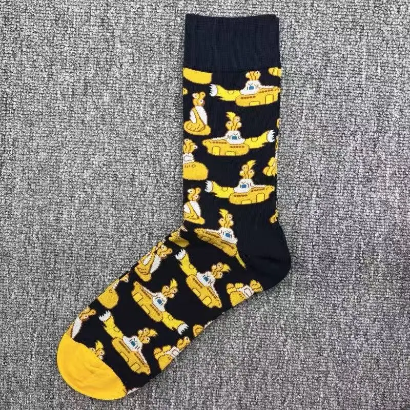 Happysocks Trendy Brand Socks Astronaut Mid-Calf Socks Men's Cartoon Astronaut Planet Large Size Colorful Socks