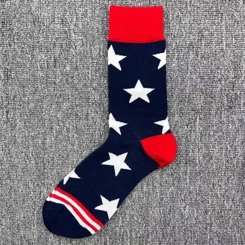 Happysocks Trendy Brand Socks Astronaut Mid-Calf Socks Men's Cartoon Astronaut Planet Large Size Colorful Socks