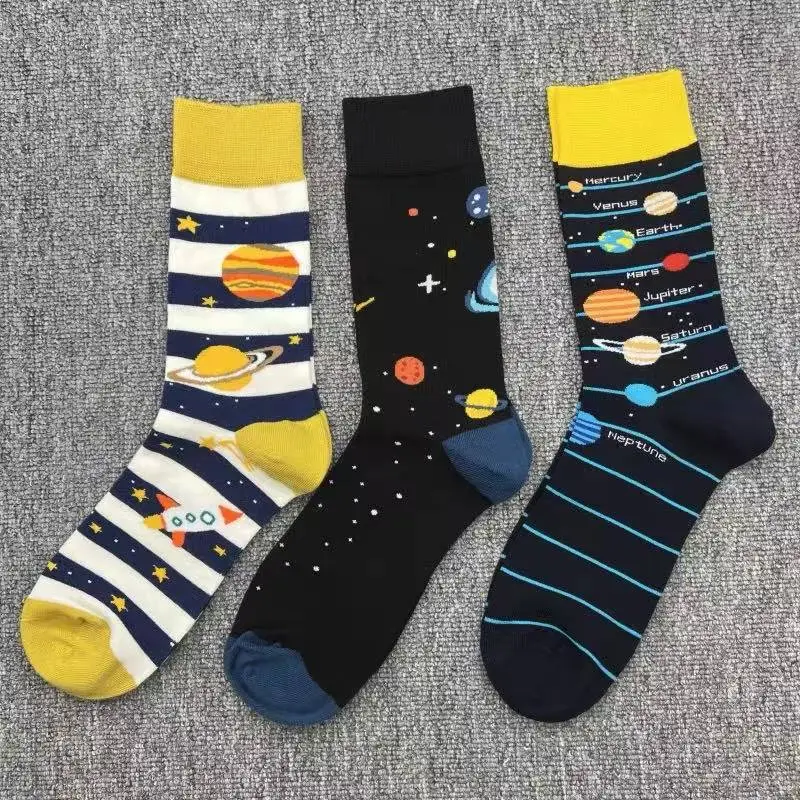Happysocks Socks Men's Diamond-Shaped Geometric Colorful Mid-Calf Socks Moisture-Wicking Cartoon All-Season Trendy Socks