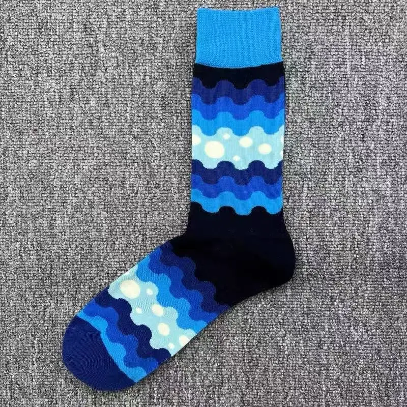 Happysocks Socks Men's Diamond-Shaped Geometric Colorful Mid-Calf Socks Moisture-Wicking Cartoon All-Season Trendy Socks
