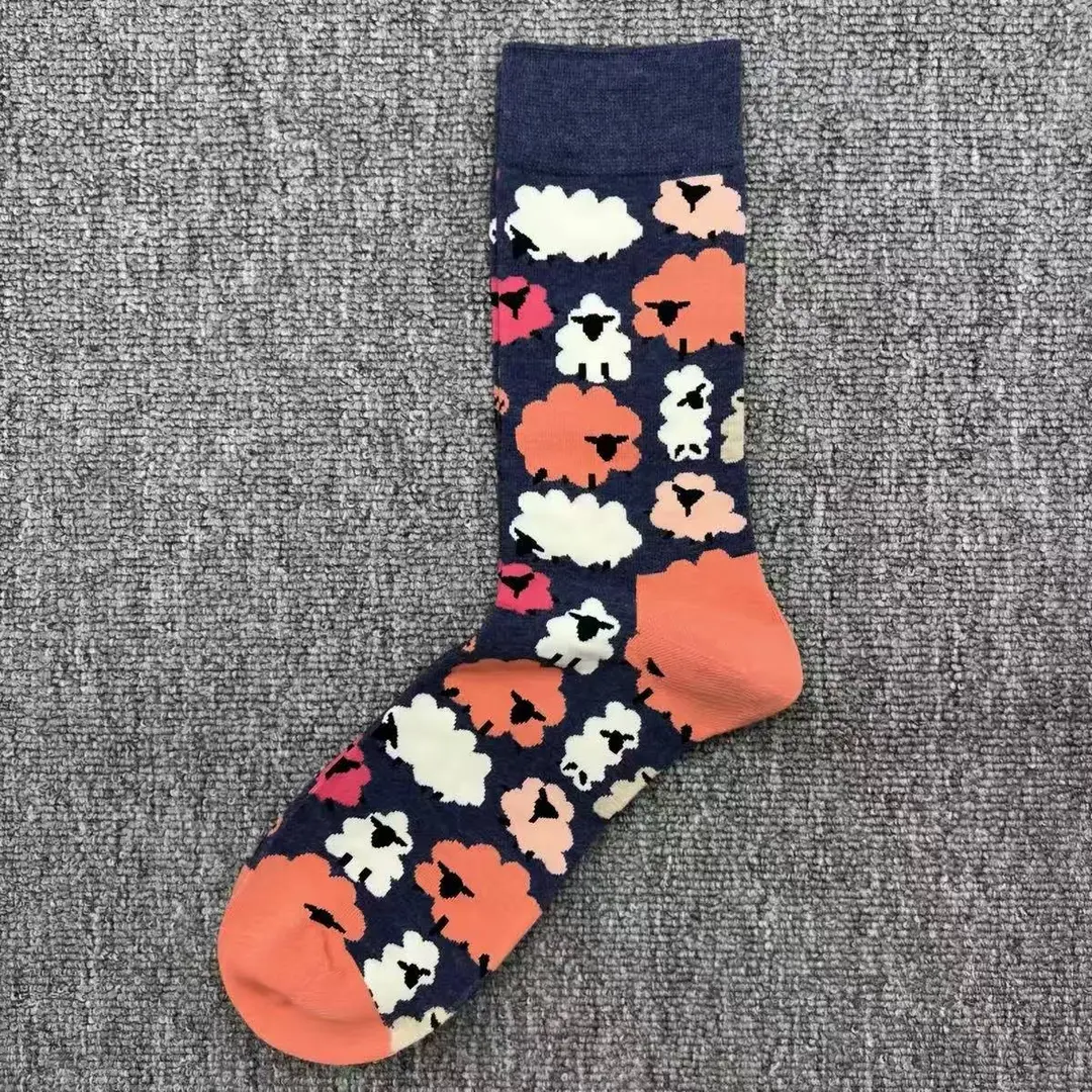 Happysocks Socks Men's Diamond-Shaped Geometric Colorful Mid-Calf Socks Moisture-Wicking Cartoon All-Season Trendy Socks