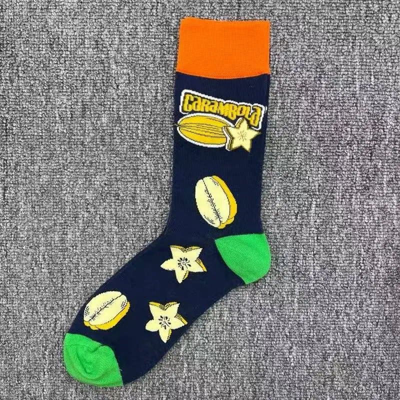 Happysocks Socks Men's Diamond-Shaped Geometric Colorful Mid-Calf Socks Moisture-Wicking Cartoon All-Season Trendy Socks