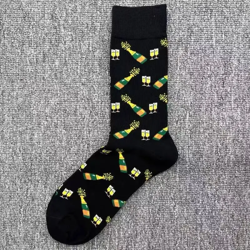 Happysocks Socks Men's Diamond-Shaped Geometric Colorful Mid-Calf Socks Moisture-Wicking Cartoon All-Season Trendy Socks