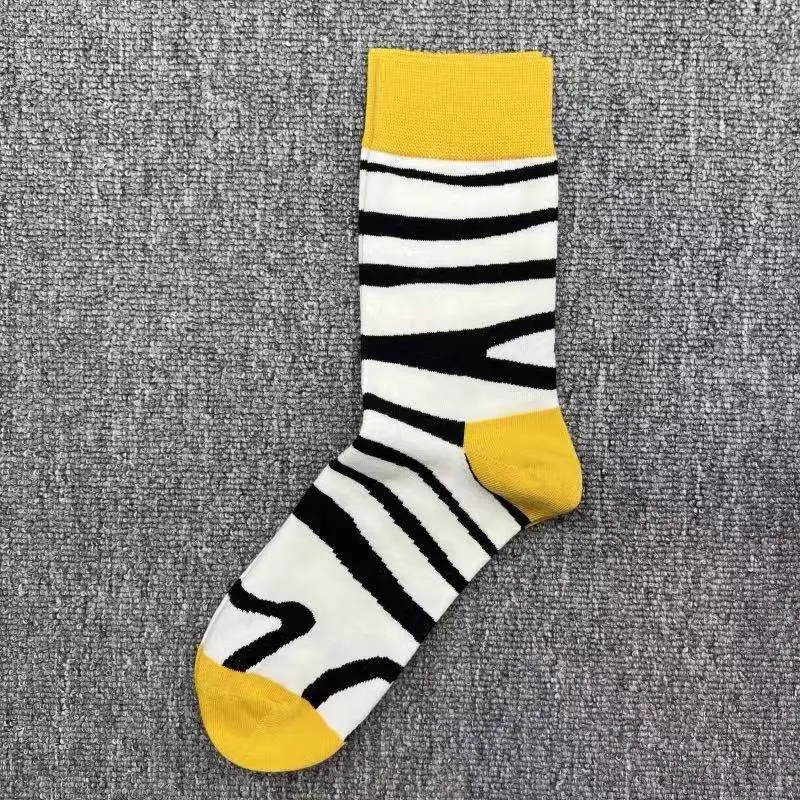 Happysocks Socks Men's Diamond-Shaped Geometric Colorful Mid-Calf Socks Moisture-Wicking Cartoon All-Season Trendy Socks