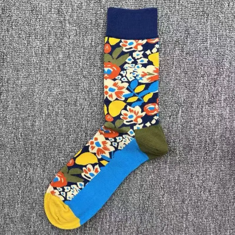 Happysocks Socks Men's Diamond-Shaped Geometric Colorful Mid-Calf Socks Moisture-Wicking Cartoon All-Season Trendy Socks