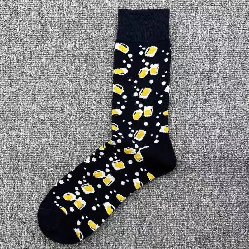 Happysocks Socks Men's Diamond-Shaped Geometric Colorful Mid-Calf Socks Moisture-Wicking Cartoon All-Season Trendy Socks
