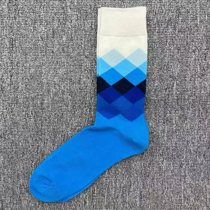 Happysocks Socks Men's Diamond-Shaped Geometric Colorful Mid-Calf Socks Moisture-Wicking Cartoon All-Season Trendy Socks