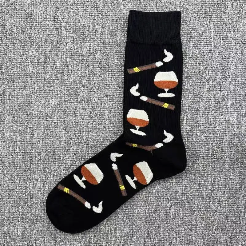 Happysocks Socks Men's Diamond-Shaped Geometric Colorful Mid-Calf Socks Moisture-Wicking Cartoon All-Season Trendy Socks