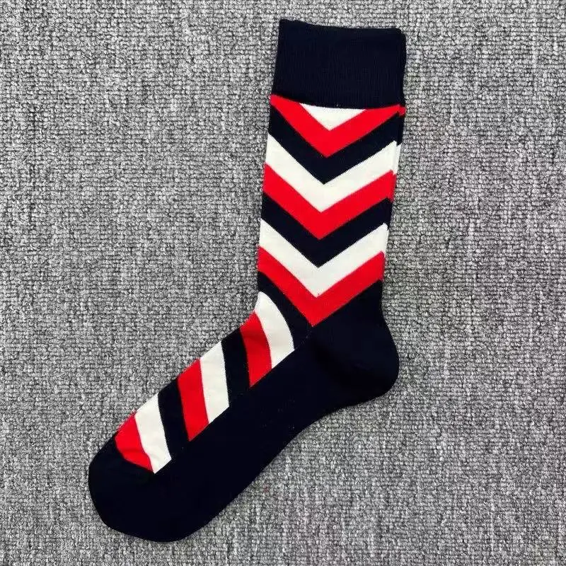 Happysocks Socks Men's Diamond-Shaped Geometric Colorful Mid-Calf Socks Moisture-Wicking Cartoon All-Season Trendy Socks
