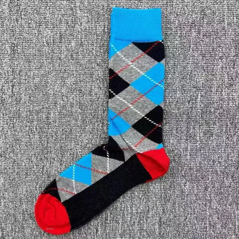 Happysocks Socks Men's Diamond-Shaped Geometric Colorful Mid-Calf Socks Moisture-Wicking Cartoon All-Season Trendy Socks
