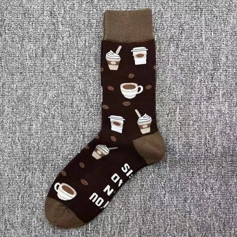 Happysocks Socks Men's Diamond-Shaped Geometric Colorful Mid-Calf Socks Moisture-Wicking Cartoon All-Season Trendy Socks