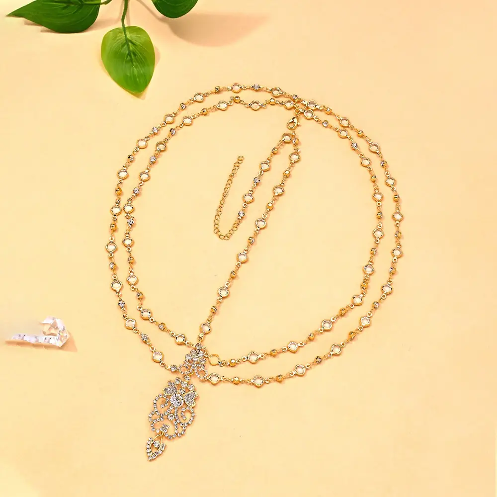 Amazon's Best-Selling Multi-Layered Water Drop Forehead Chain for Women, Ethnic Style, Light Luxury Rhinestone Hair Chain, Newlywed Wedding Holiday Hair Accessories