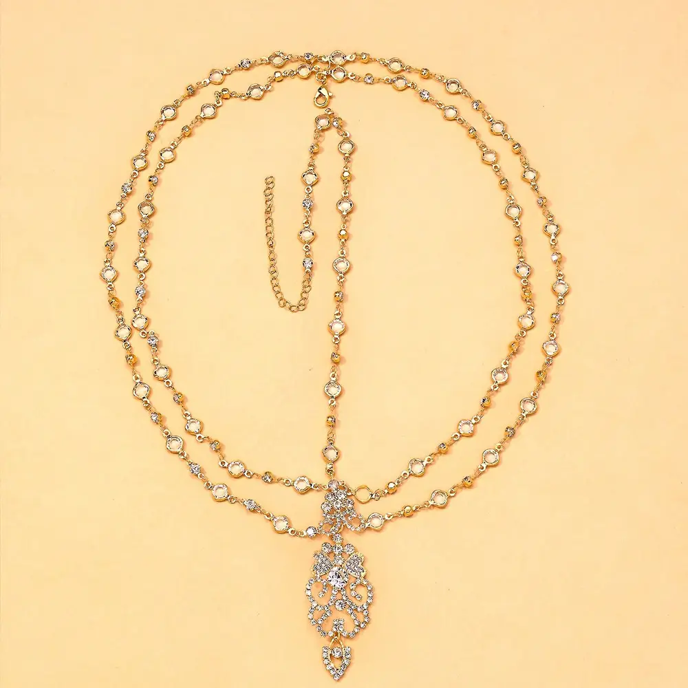 Amazon's Best-Selling Multi-Layered Water Drop Forehead Chain for Women, Ethnic Style, Light Luxury Rhinestone Hair Chain, Newlywed Wedding Holiday Hair Accessories
