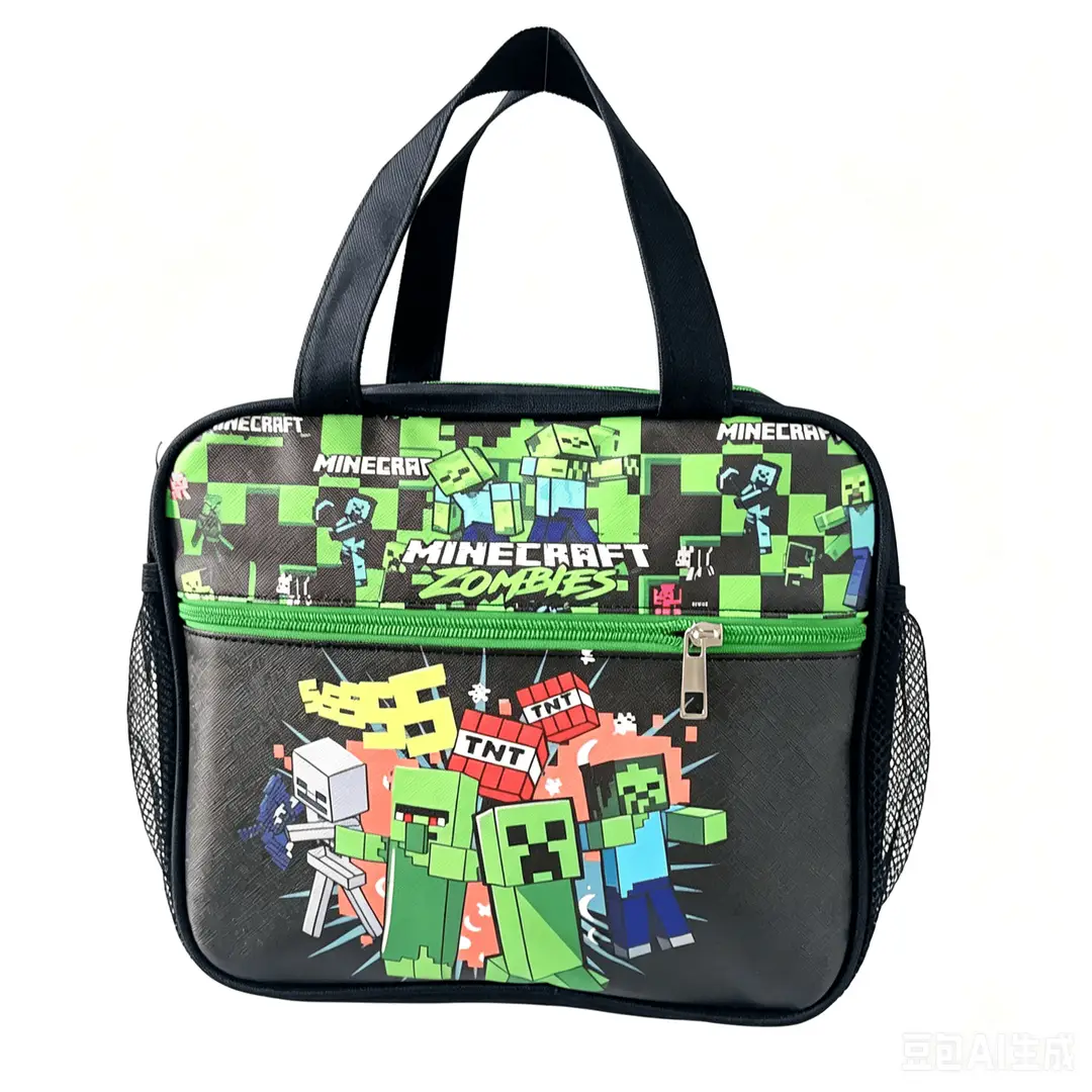 Special Lunch Box Bag for Primary School Students, Large Capacity Portable Lunch Bag, Minecraft Cartoon Insulated Meal Bag, Roblox