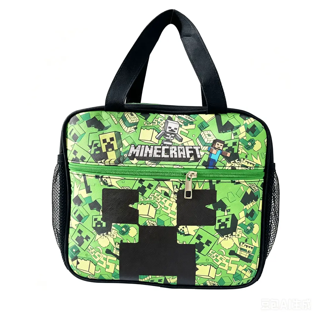 Special Lunch Box Bag for Primary School Students, Large Capacity Portable Lunch Bag, Minecraft Cartoon Insulated Meal Bag, Roblox