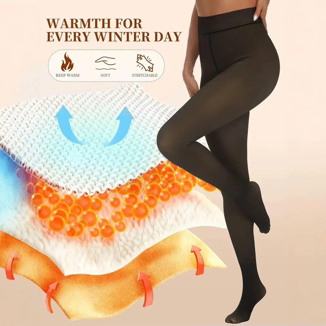 Plus-Size Faux Silk Black Translucent Leggings for Women, Fleece-Lined Tight Pants, Semi-Transparent Thermal Leggings