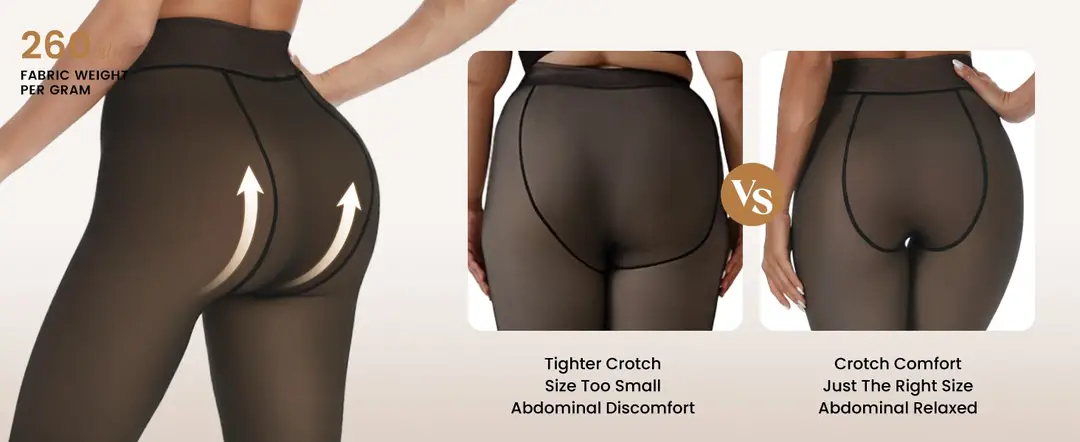 Fleece Lined Tights for Women Fake Translucent Thermal