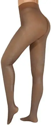 Plus-Size Faux Silk Black Translucent Leggings for Women, Fleece-Lined Tight Pants, Semi-Transparent Thermal Leggings