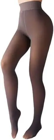 Plus-Size Faux Silk Black Translucent Leggings for Women, Fleece-Lined Tight Pants, Semi-Transparent Thermal Leggings