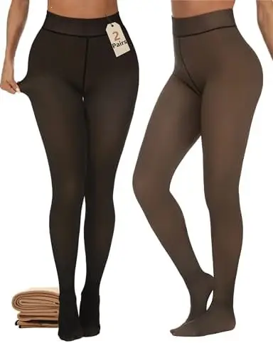 Plus-Size Faux Silk Black Translucent Leggings for Women, Fleece-Lined Tight Pants, Semi-Transparent Thermal Leggings