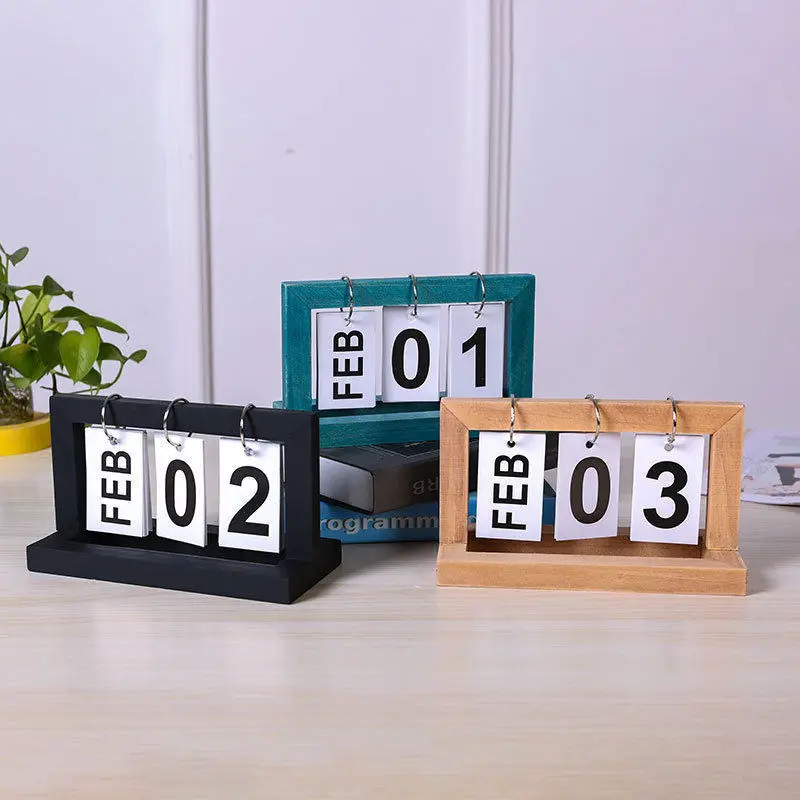 New Creative Dining Table Decoration Wooden Flip Calendar Ornament Nordic Minimalist Desk Calendar High Aesthetic Value