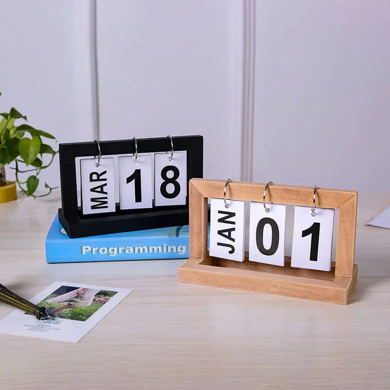 New Creative Dining Table Decoration Wooden Flip Calendar Ornament Nordic Minimalist Desk Calendar High Aesthetic Value