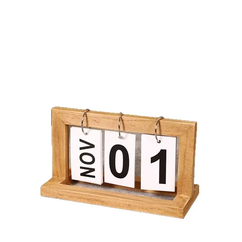 New Creative Dining Table Decoration Wooden Flip Calendar Ornament Nordic Minimalist Desk Calendar High Aesthetic Value