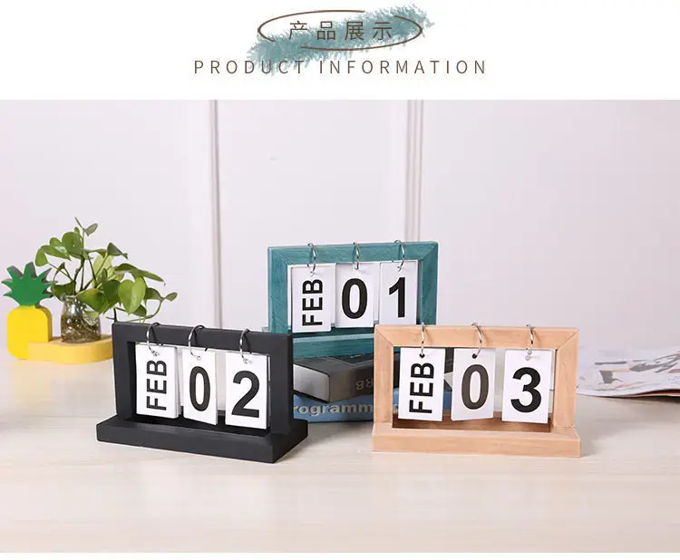 New Creative Dining Table Decoration Wooden Flip Calendar Ornament Nordic Minimalist Desk Calendar High Aesthetic Value — feature 11