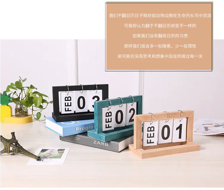 New Creative Dining Table Decoration Wooden Flip Calendar Ornament Nordic Minimalist Desk Calendar High Aesthetic Value — feature 3