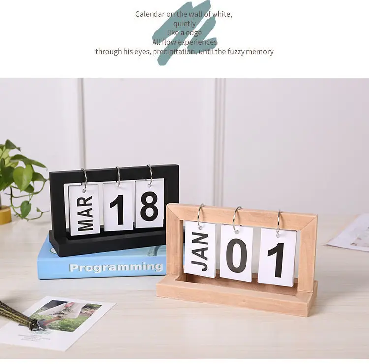 New Creative Dining Table Decoration Wooden Flip Calendar Ornament Nordic Minimalist Desk Calendar High Aesthetic Value — feature 4