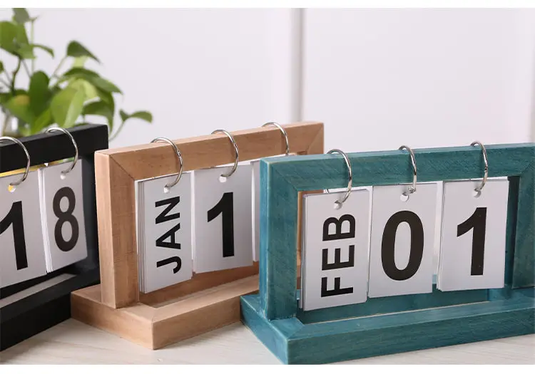 New Creative Dining Table Decoration Wooden Flip Calendar Ornament Nordic Minimalist Desk Calendar High Aesthetic Value — feature 9