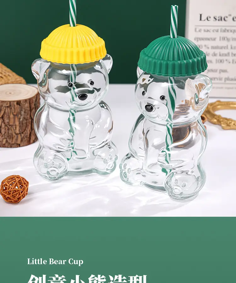 Cross-Border Supply of Christmas Bear Glass Cups, Cute and Aesthetically Pleasing Water Cups, Wholesale Cartoon Drink Straw Cups Factory — feature 5