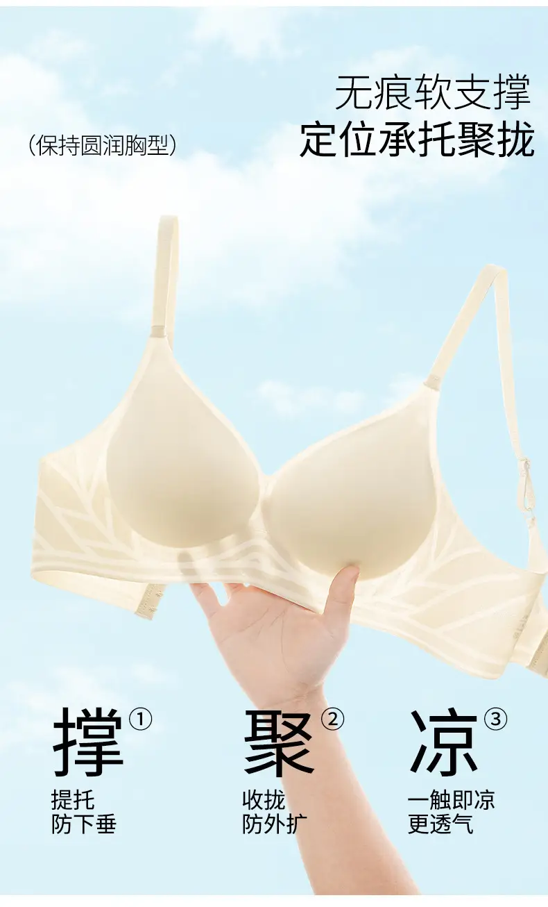 Large Bust Minimizing Seamless Fixed Cup Bra for Women, Soft Support, Breathable, Gathers Side Breasts, Wireless Bra, Soft — feature 3