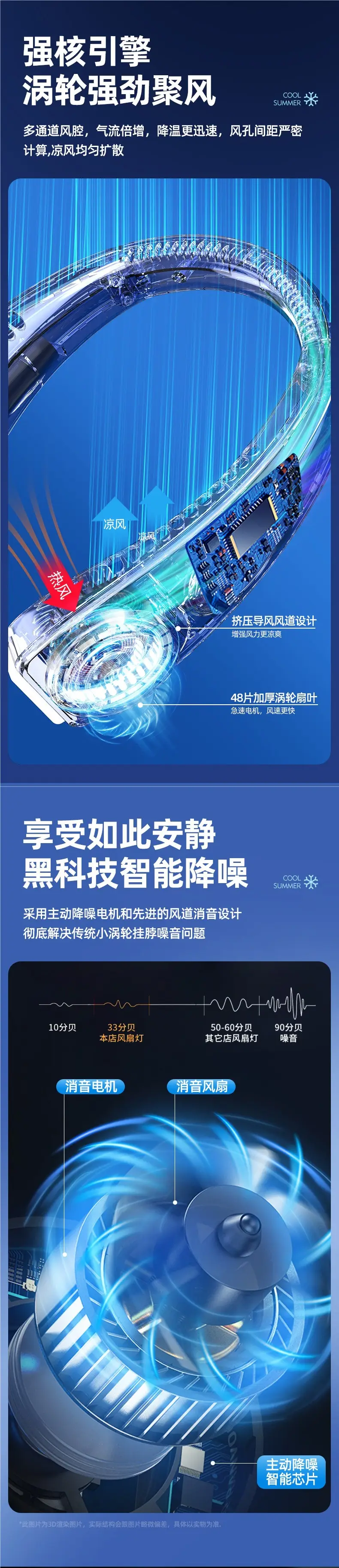 Neck-Hanging Fan, Small Fan, Portable Neck Fan, Hands-Free Wearable Mini Rechargeable Fan, Neck and Ear-Hanging Fan — feature 5