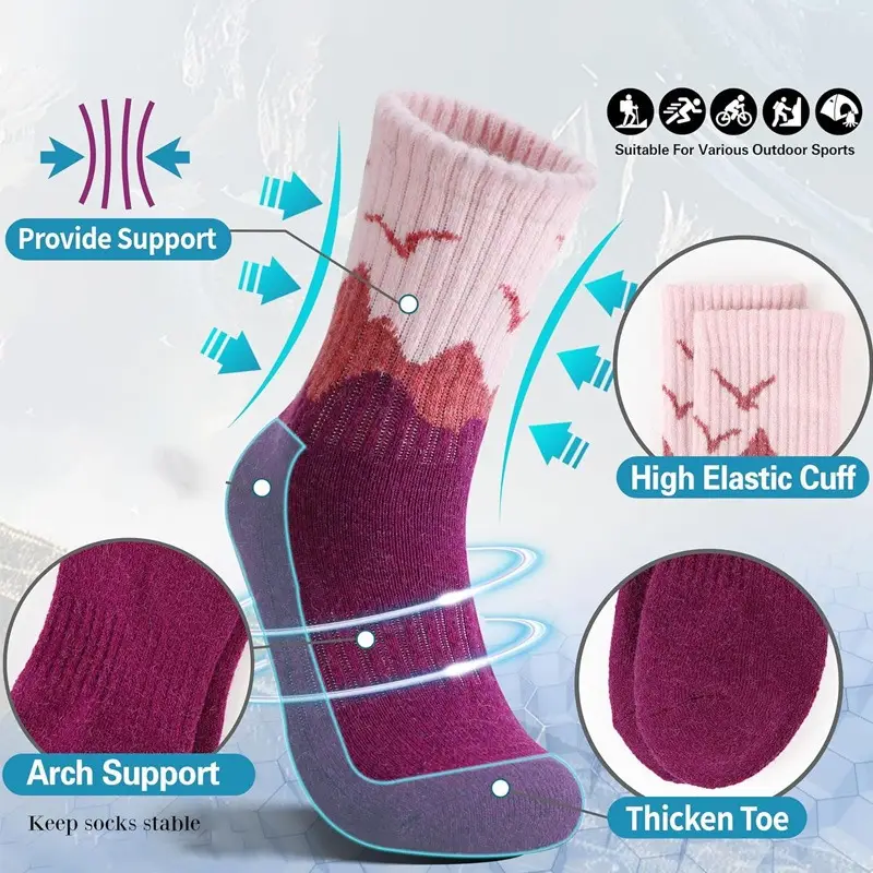 Spring and Summer Color-Blocked Wavy Cotton Socks for Men, Gradient Color Socks for Women, Shock-Absorbing Running Sports Socks, Sweat-Absorbent and Breathable Long Socks