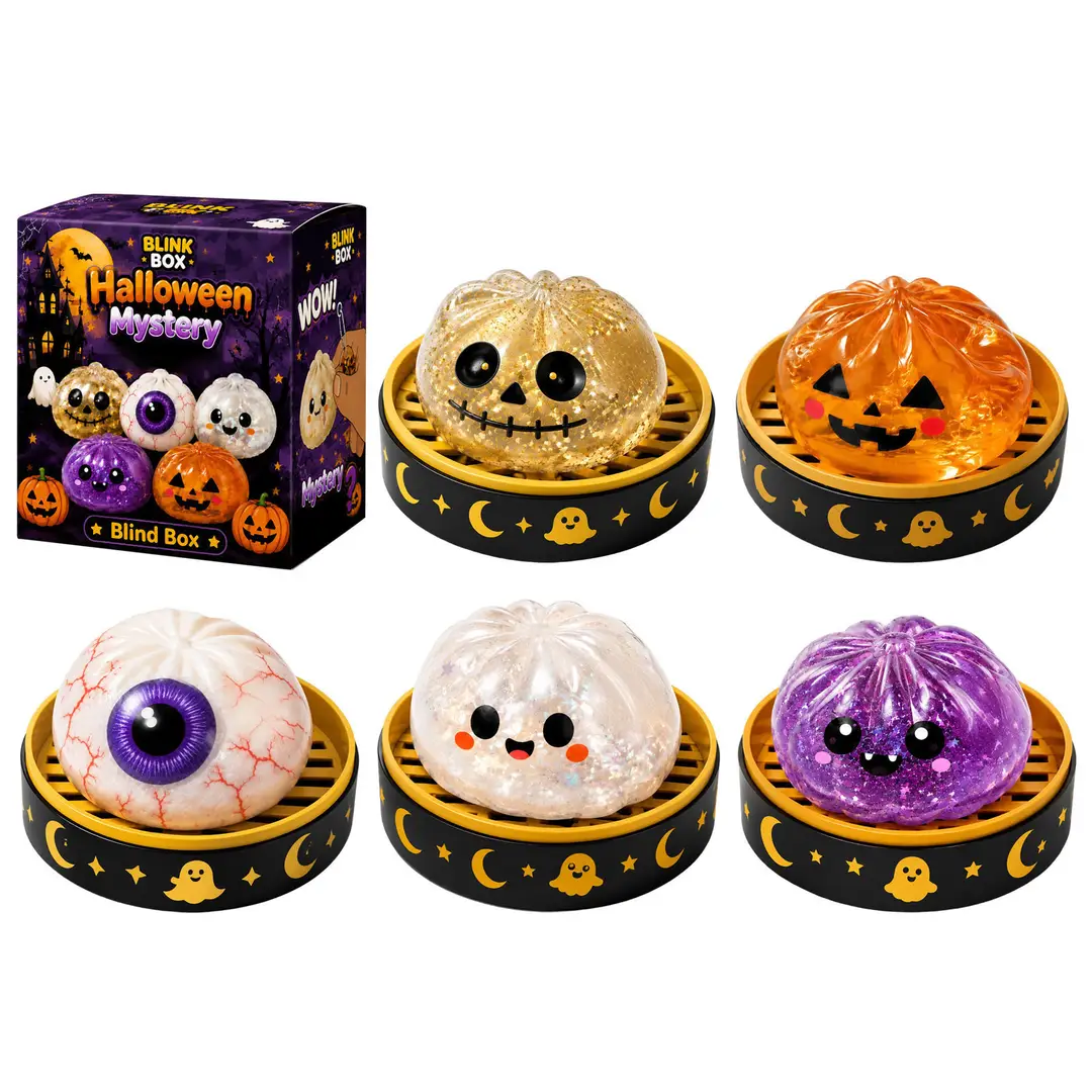 New Cross-Border Squishy Toy Halloween Gift Horror Dumpling Squishy Toy Bun-Shaped Gift Box Set Rebounding Toy