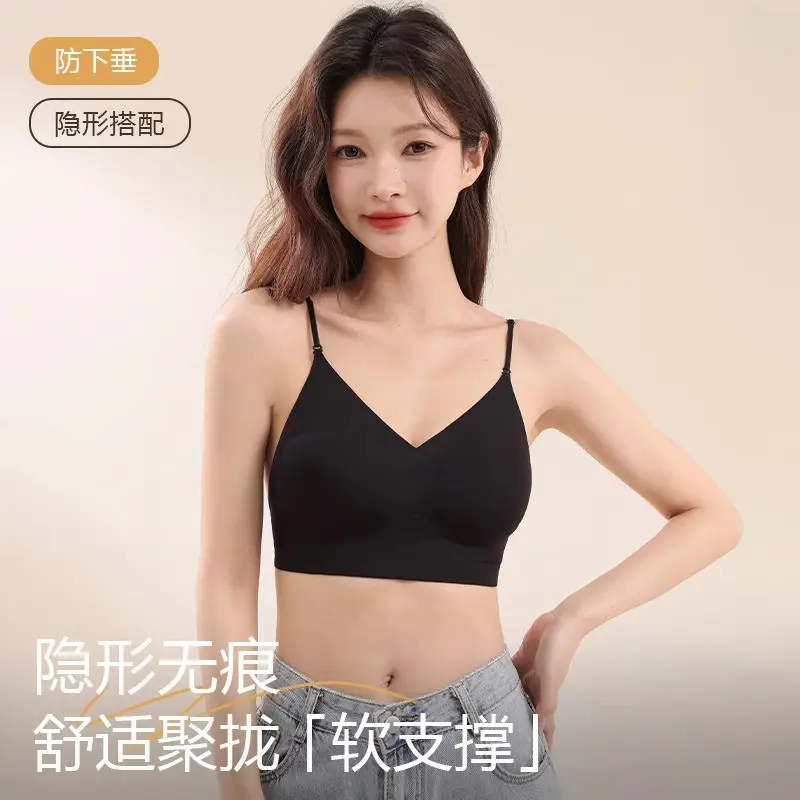 Large U-Shaped Backless Invisible Bra for Women, Seamless Foundation-Like, Small Chest Enhancement, Special Skin Tone, Thin Strap Bra