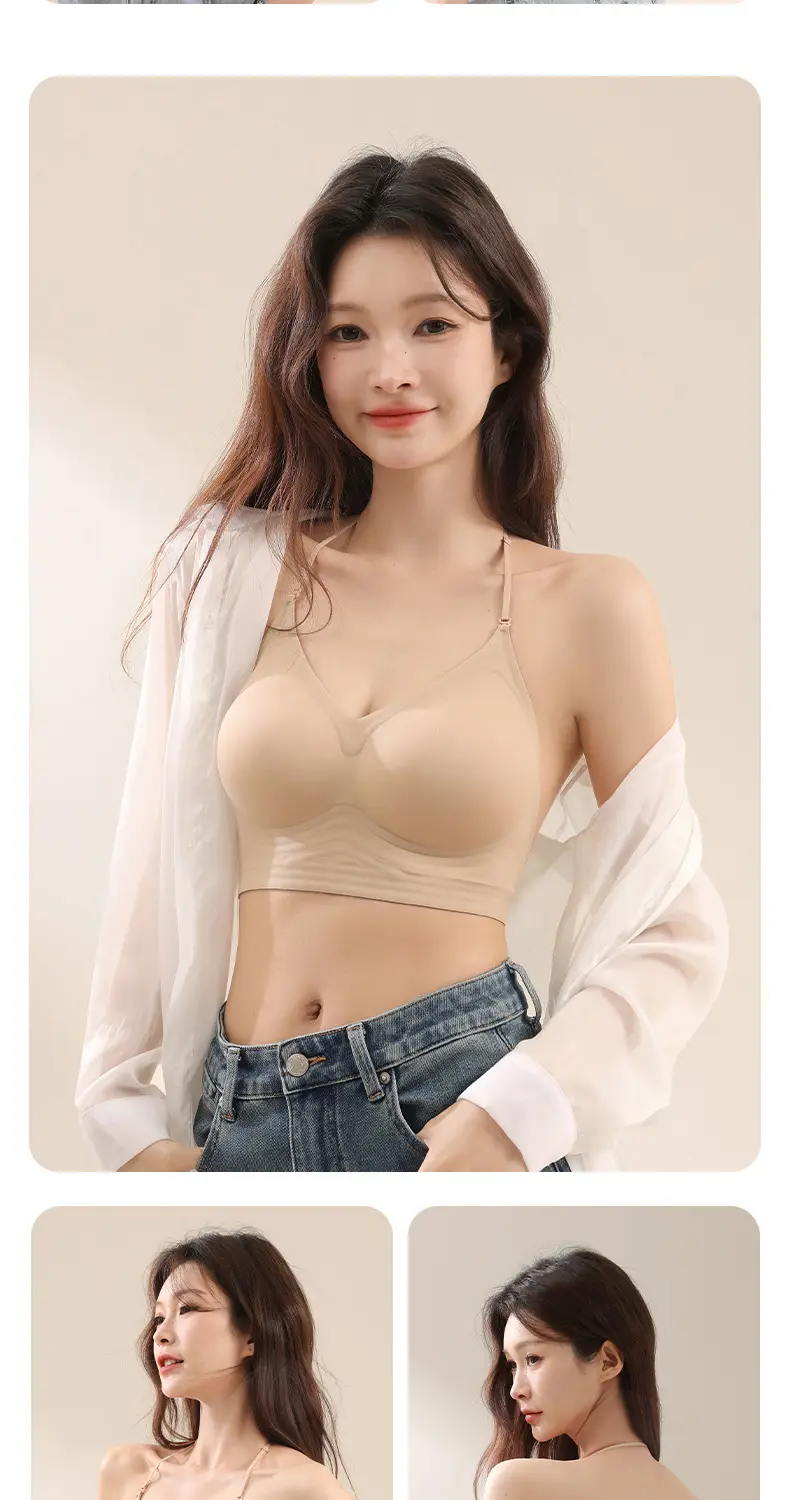Large U-Shaped Backless Invisible Bra for Women, Seamless Foundation-Like, Small Chest Enhancement, Special Skin Tone, Thin Strap Bra — feature 30