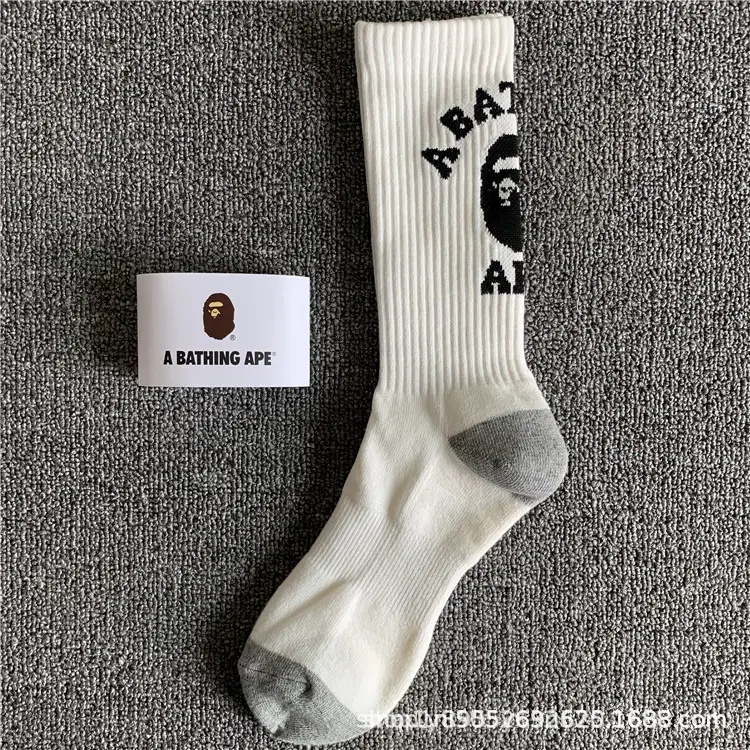 Japanese-Style Ape Head Socks Bape Unisex Sports Training Trendy Socks with Towel Bottoms Colorful Couple Socks Wholesale