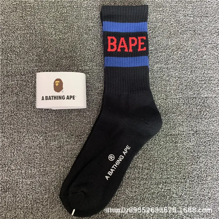 Japanese-Style Ape Head Socks Bape Unisex Sports Training Trendy Socks with Towel Bottoms Colorful Couple Socks Wholesale