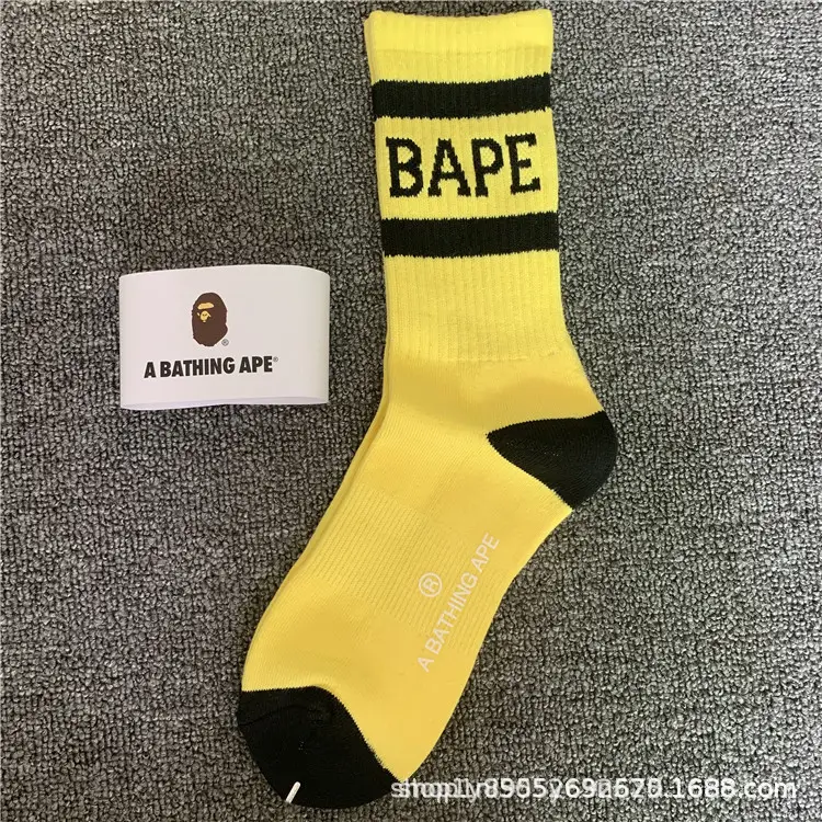 Japanese-Style Ape Head Socks Bape Unisex Sports Training Trendy Socks with Towel Bottoms Colorful Couple Socks Wholesale