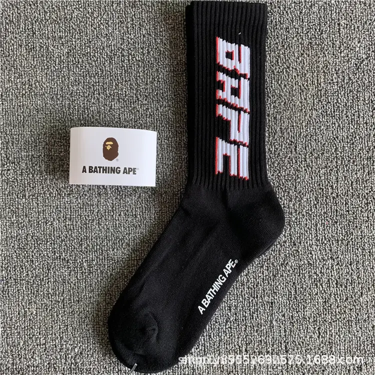 Japanese-Style Ape Head Socks Bape Unisex Sports Training Trendy Socks with Towel Bottoms Colorful Couple Socks Wholesale