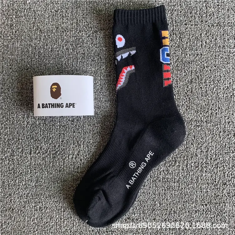 Japanese-Style Ape Head Socks Bape Unisex Sports Training Trendy Socks with Towel Bottoms Colorful Couple Socks Wholesale