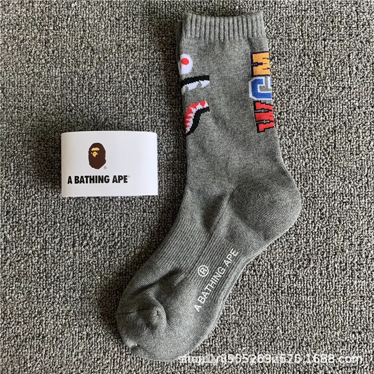 Japanese-Style Ape Head Socks Bape Unisex Sports Training Trendy Socks with Towel Bottoms Colorful Couple Socks Wholesale