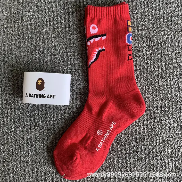 Japanese-Style Ape Head Socks Bape Unisex Sports Training Trendy Socks with Towel Bottoms Colorful Couple Socks Wholesale