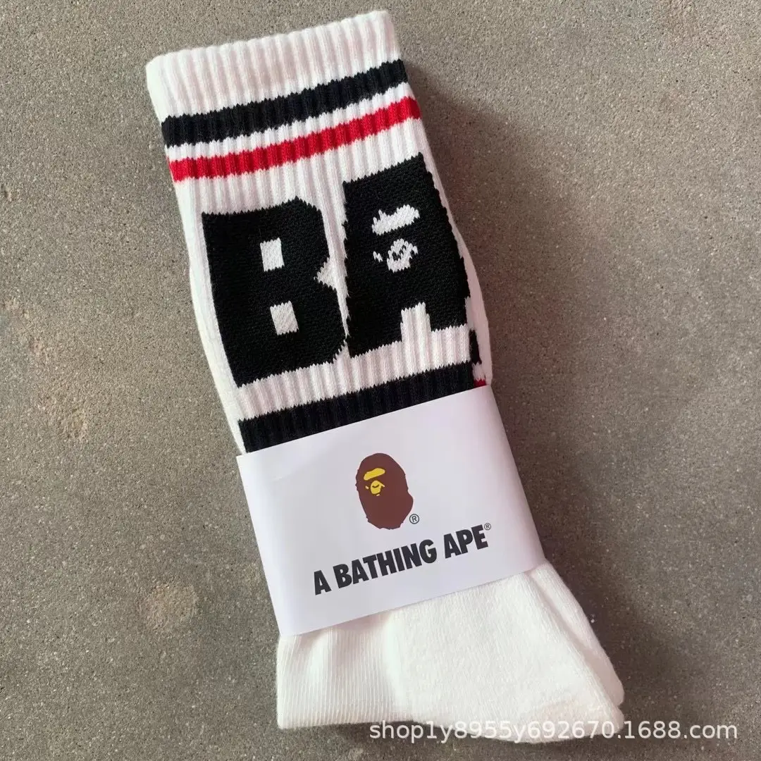 Japanese-Style Ape Head Socks Bape Unisex Sports Training Trendy Socks with Towel Bottoms Colorful Couple Socks Wholesale