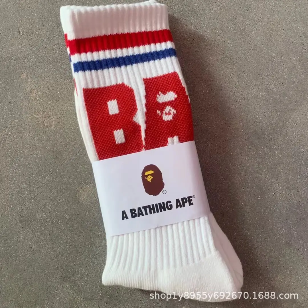 Japanese-Style Ape Head Socks Bape Unisex Sports Training Trendy Socks with Towel Bottoms Colorful Couple Socks Wholesale