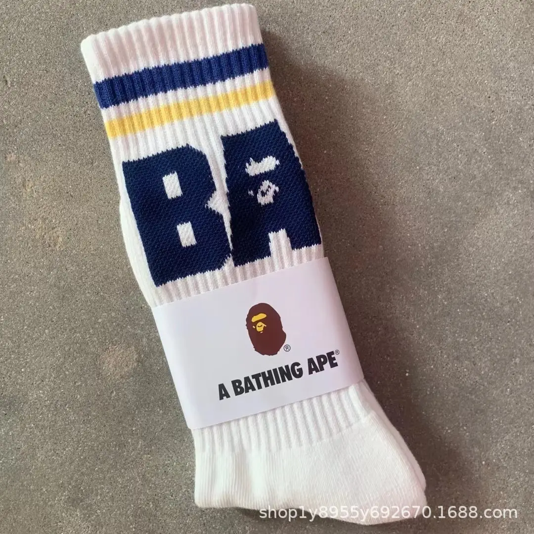 Japanese-Style Ape Head Socks Bape Unisex Sports Training Trendy Socks with Towel Bottoms Colorful Couple Socks Wholesale