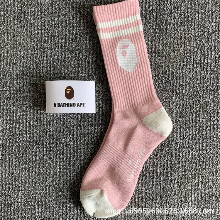 Japanese-Style Ape Head Socks Bape Unisex Sports Training Trendy Socks with Towel Bottoms Colorful Couple Socks Wholesale