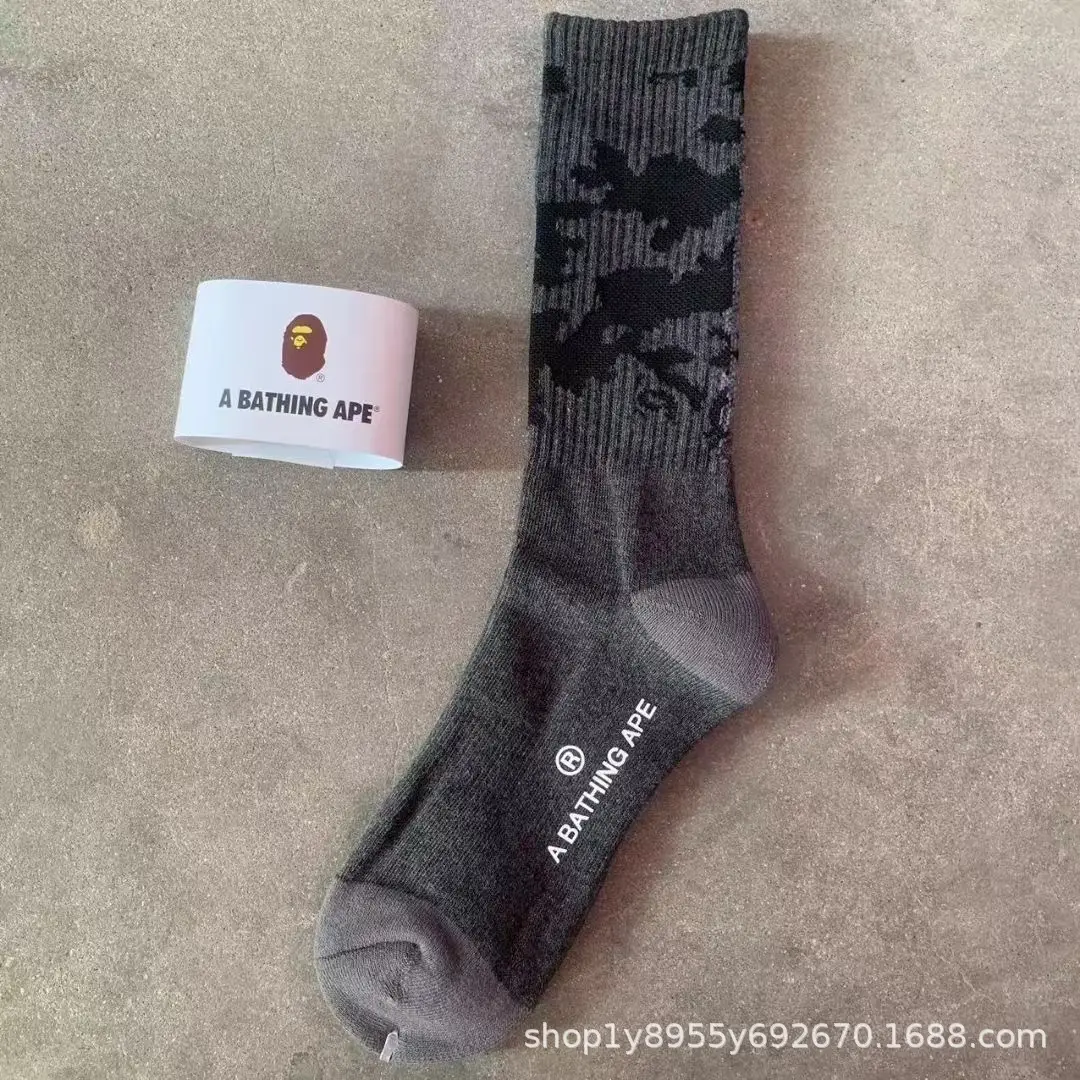Japanese-Style Ape Head Socks Bape Unisex Sports Training Trendy Socks with Towel Bottoms Colorful Couple Socks Wholesale